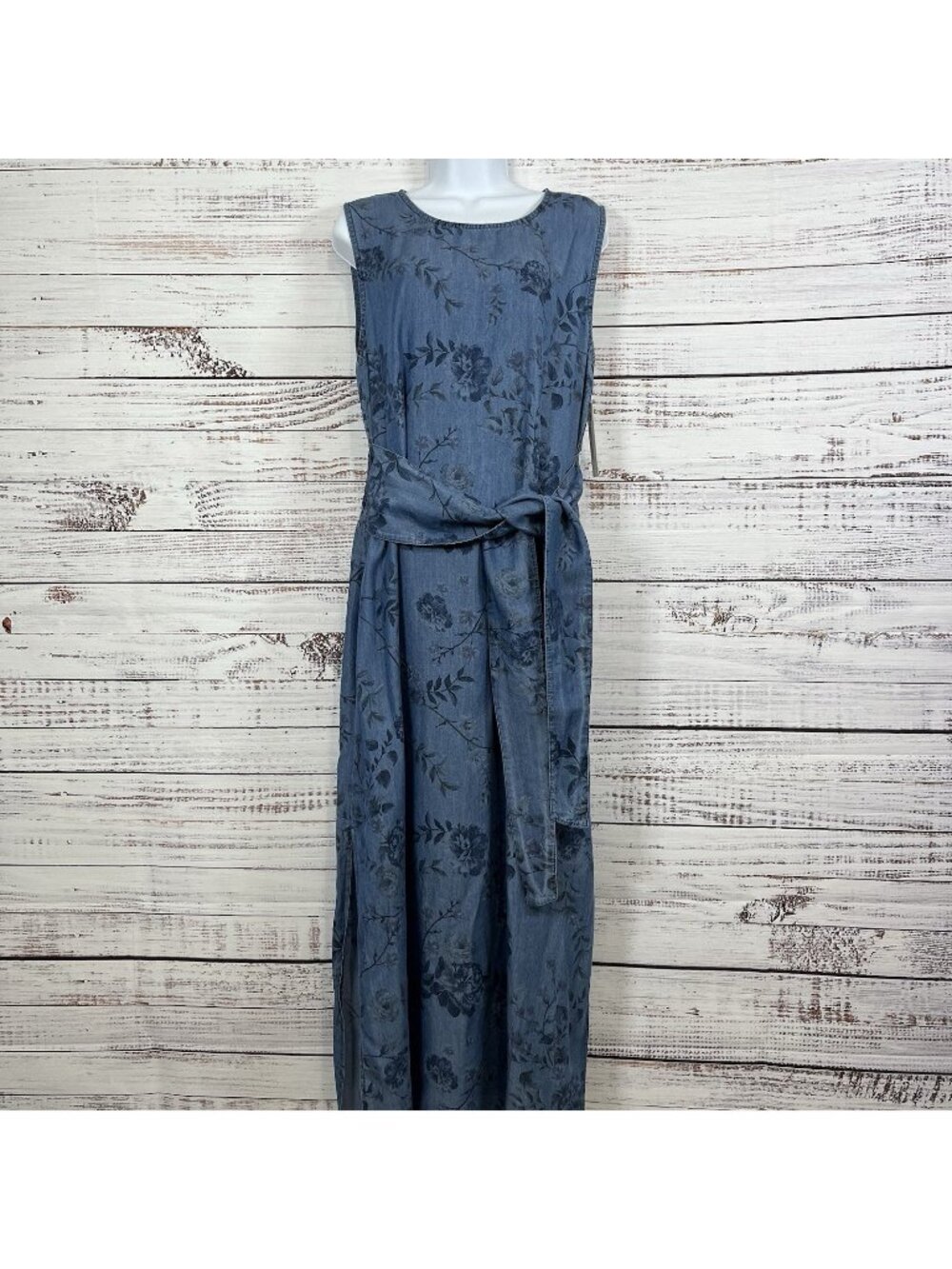 Lungo L’Arno Blue Floral Pockets Sleeveless Maxi Dress